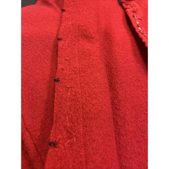 Alexandra Bartlett y2k vtg Red boiled wool cardigan sweater jacket Small Beaded - Picture 6 of 15